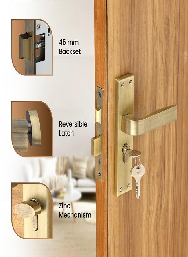 LAPO Heavy Duty Front Door Lock, Main Door Handle Set with Keys 60mm Cylinder, 45x50mm Lockbody - Ideal for Home, Bedroom, Office, Hotel (Antique Finish, 3 Years Warranty) CY-289 - Image 4